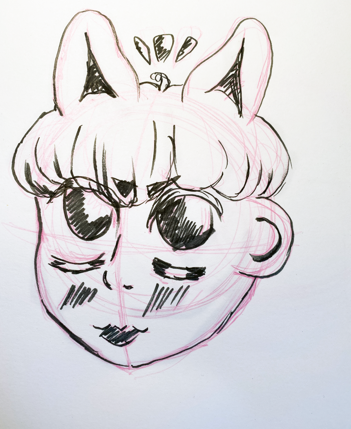 portrait of person with small rabbit-like ears.