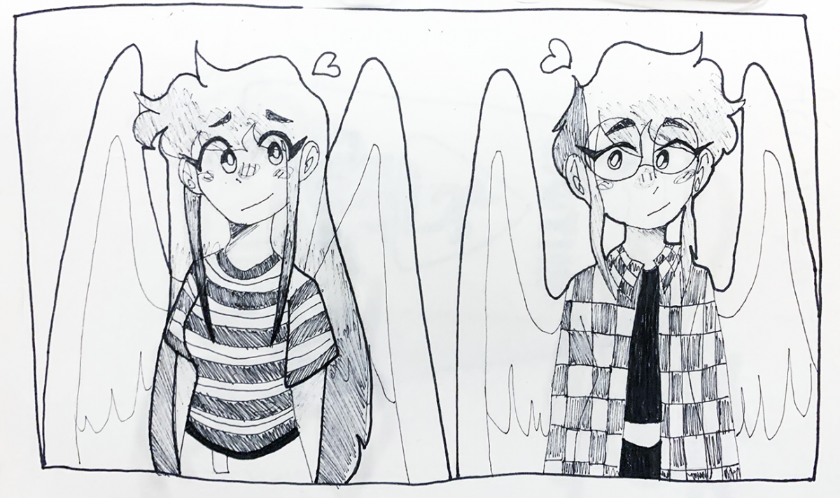 2 people with wings in love