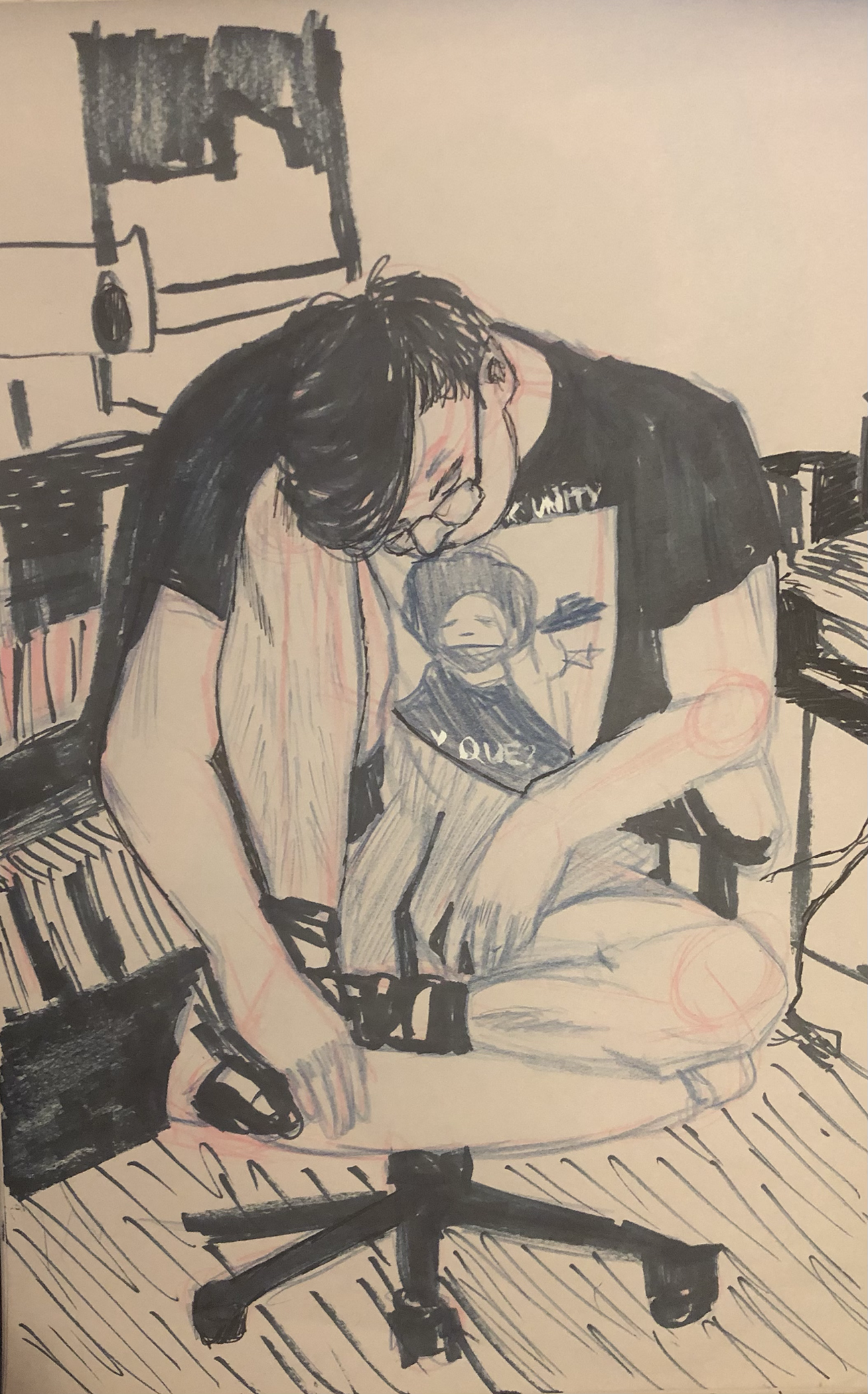 sketch of person sitting on office chair