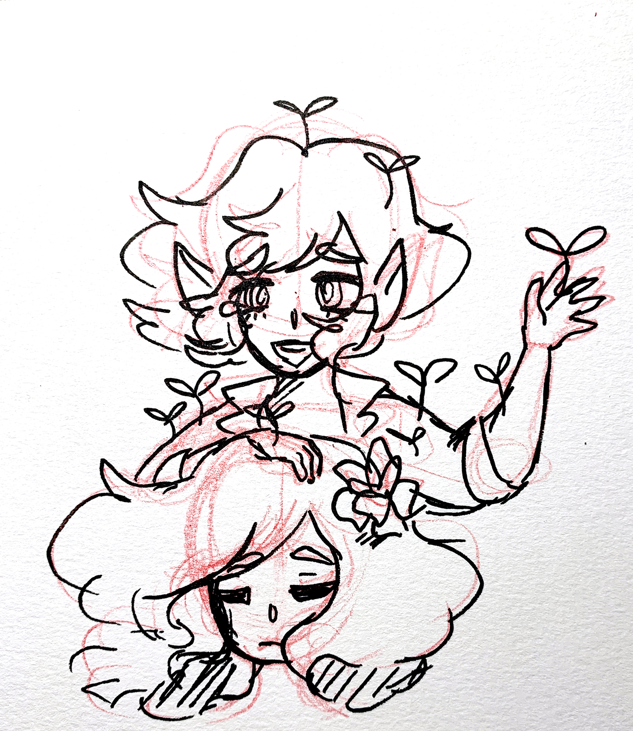 two people with plants sprouting from them