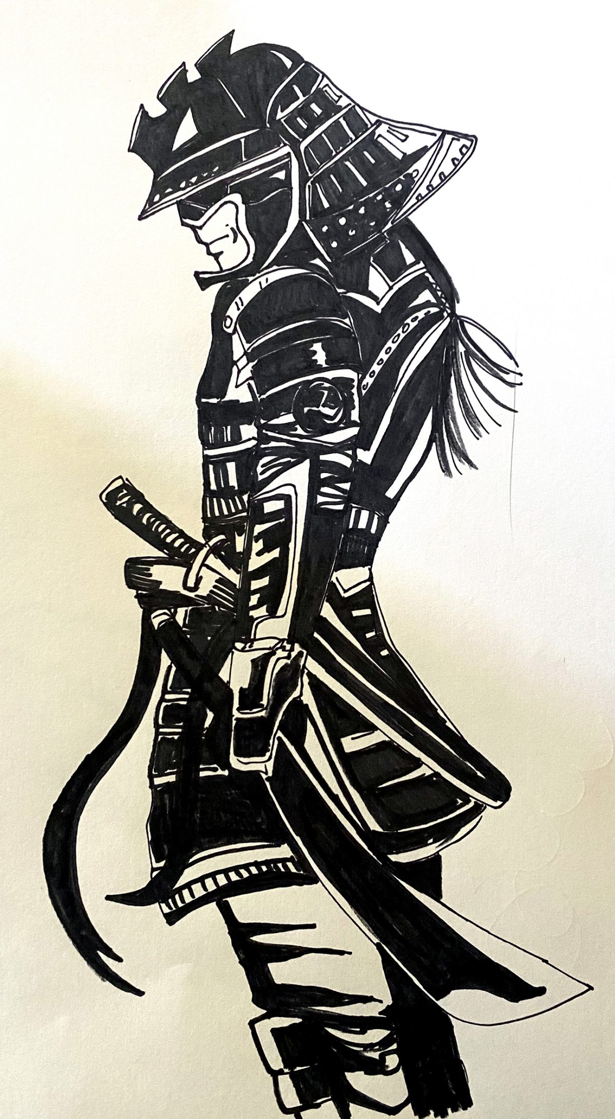 person dressing in samurai armor