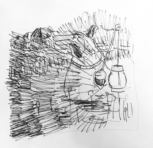 radiating lines over shapes