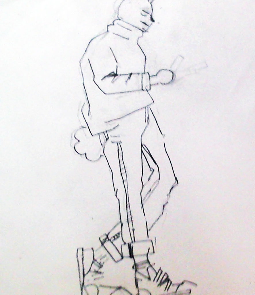 Line drawing of a person walking