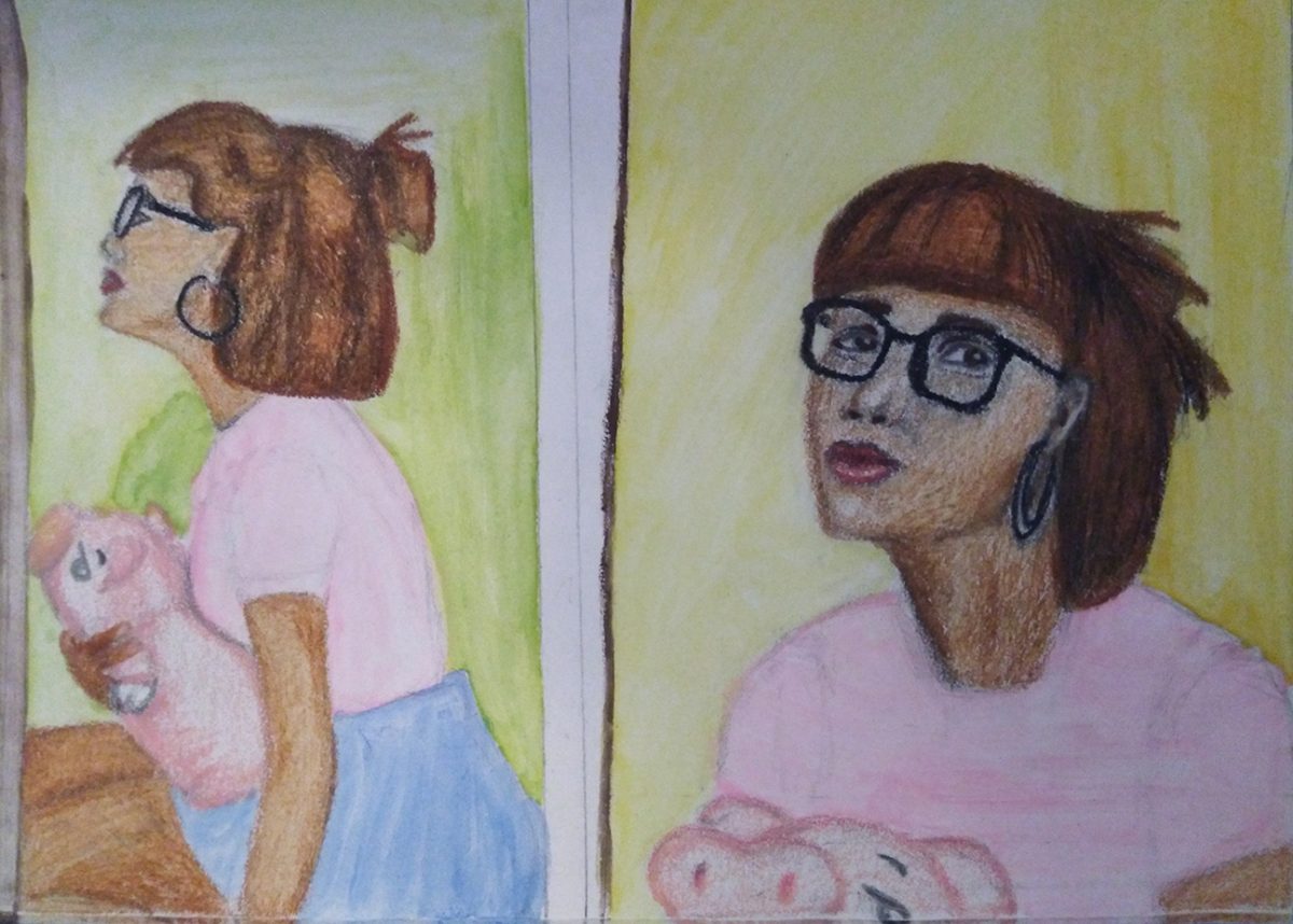 person holding a pig