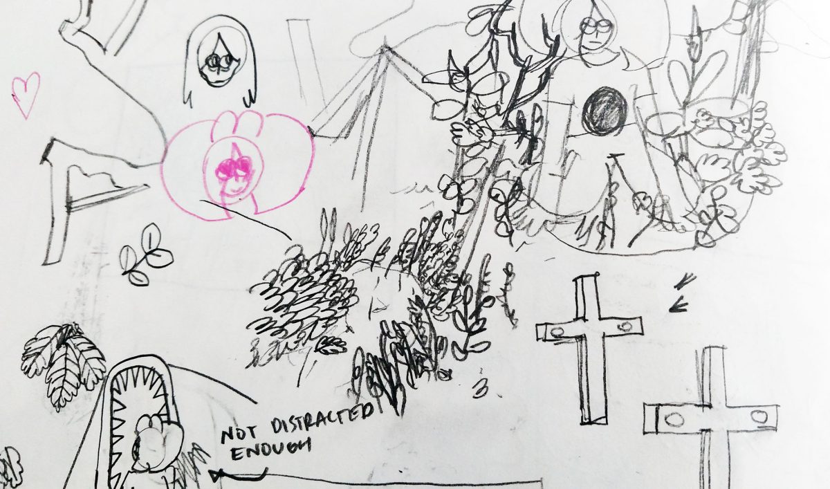 person in a cemetery