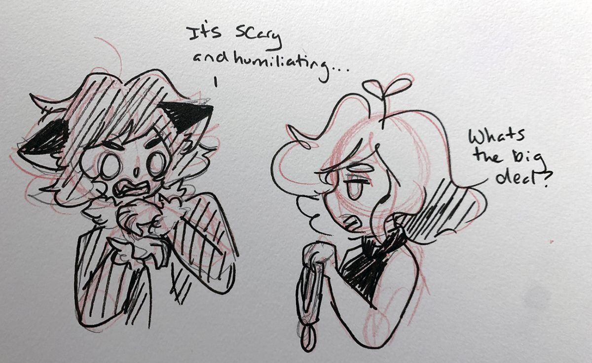 two people talking about a necklace