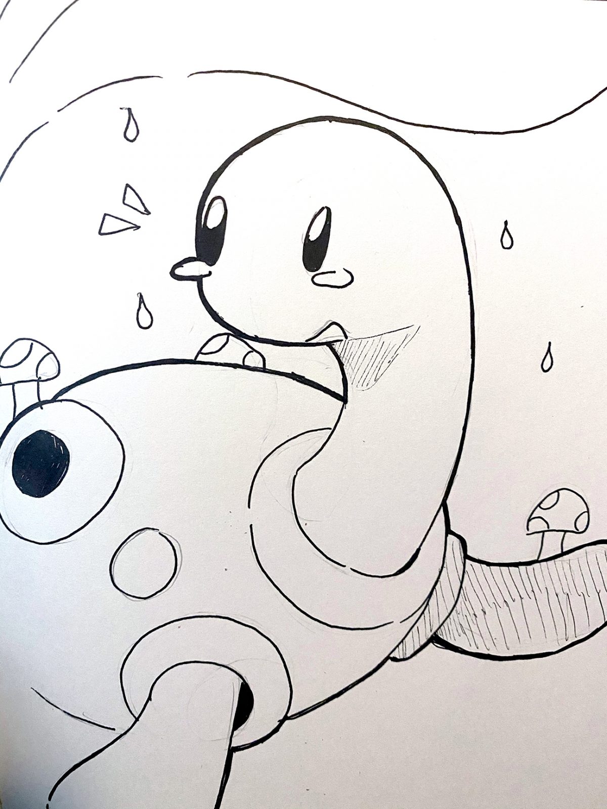 turtle like character with mushrooms