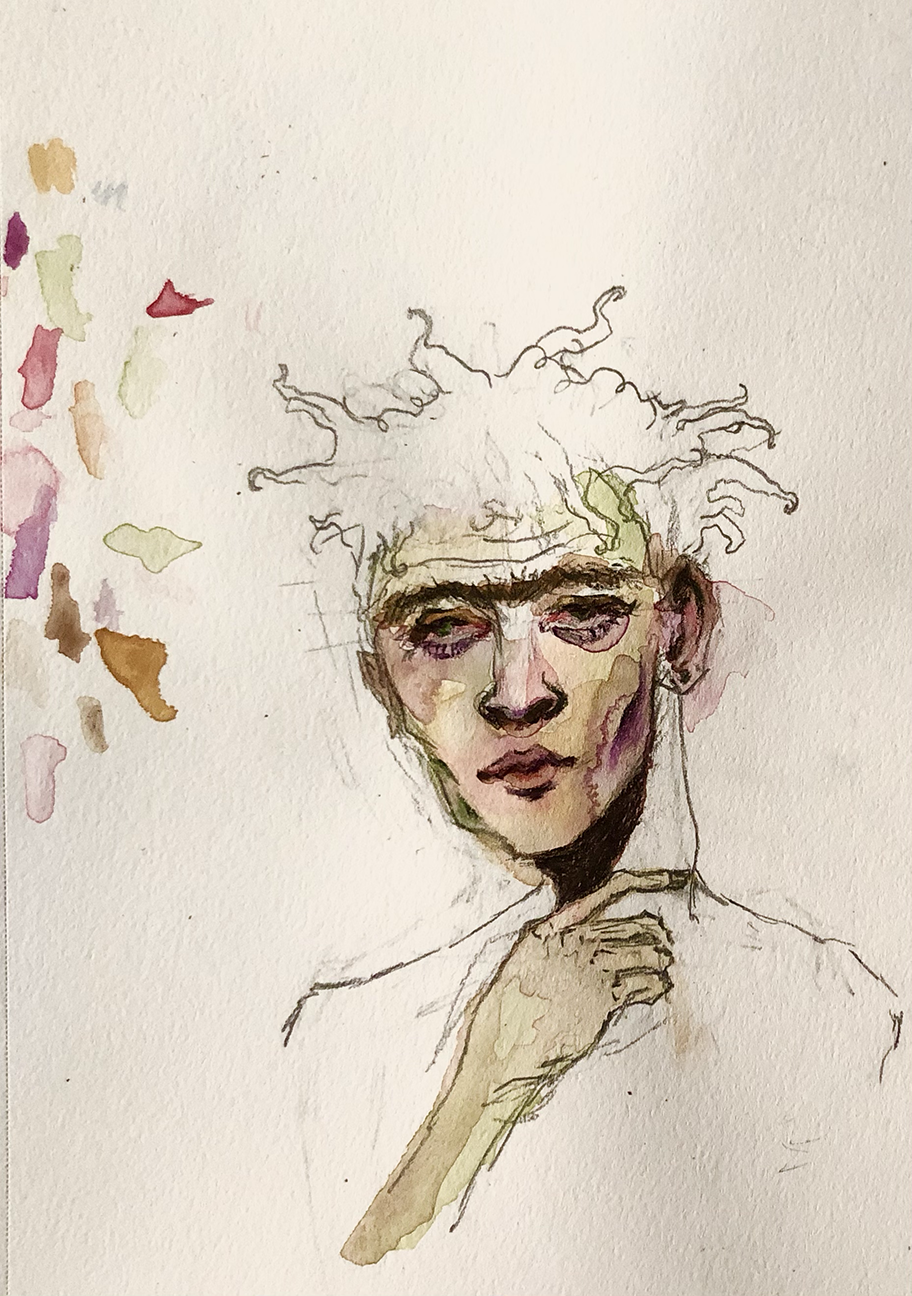 portrait with just the face completed