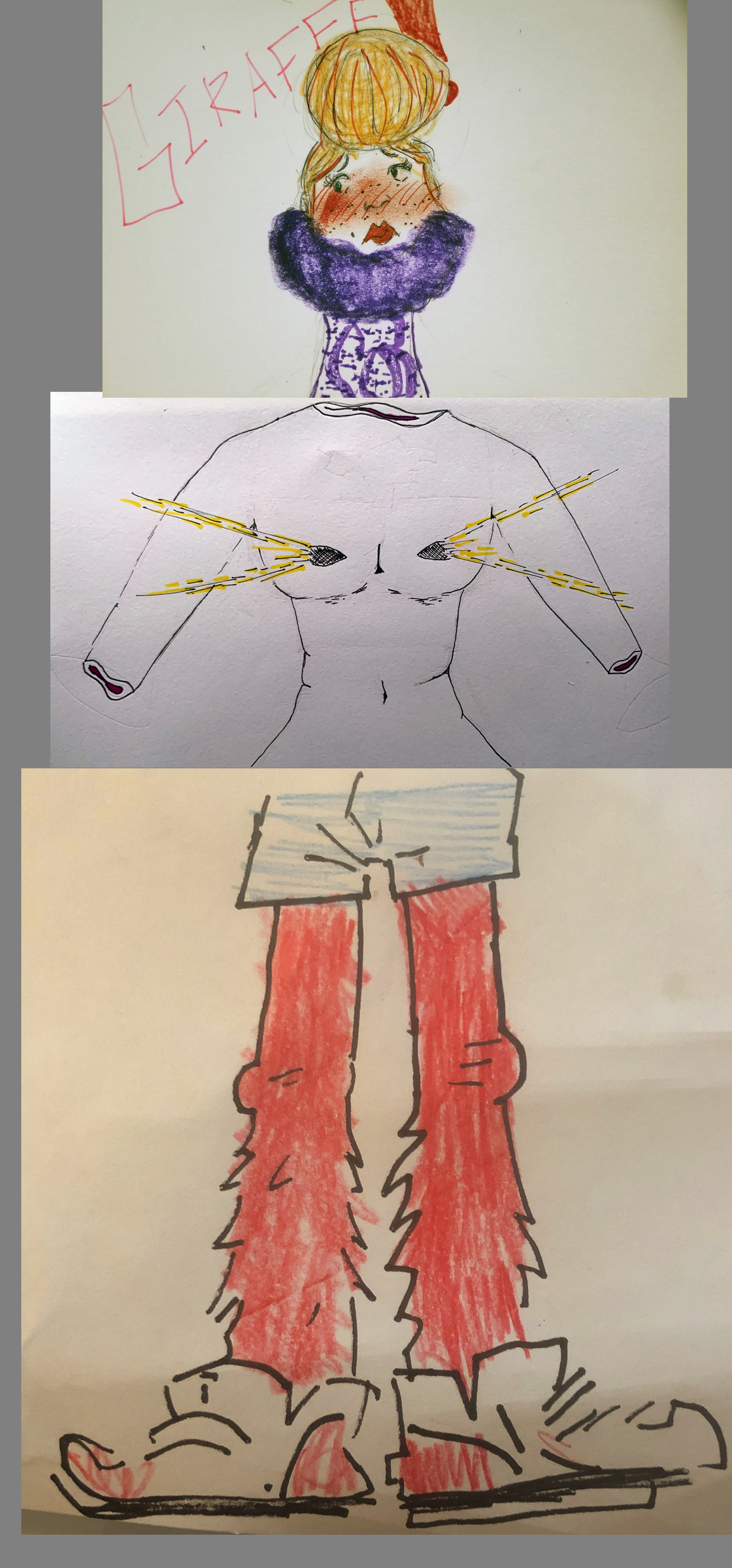 A 3 person collaborative drawing.