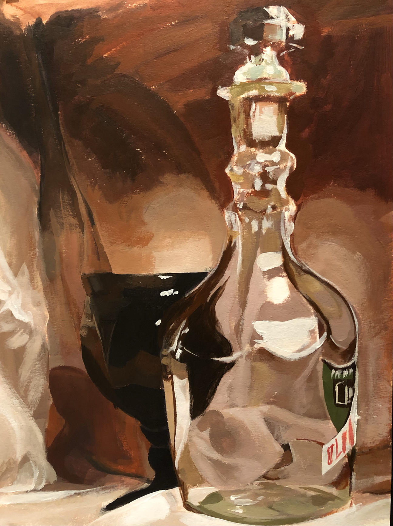 still life of glass bottle