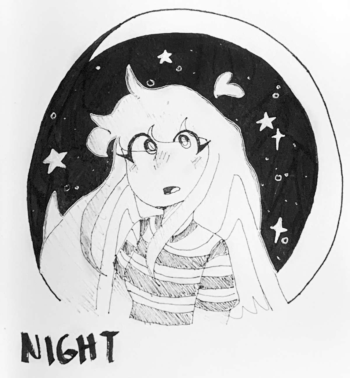 Person looking up at night
