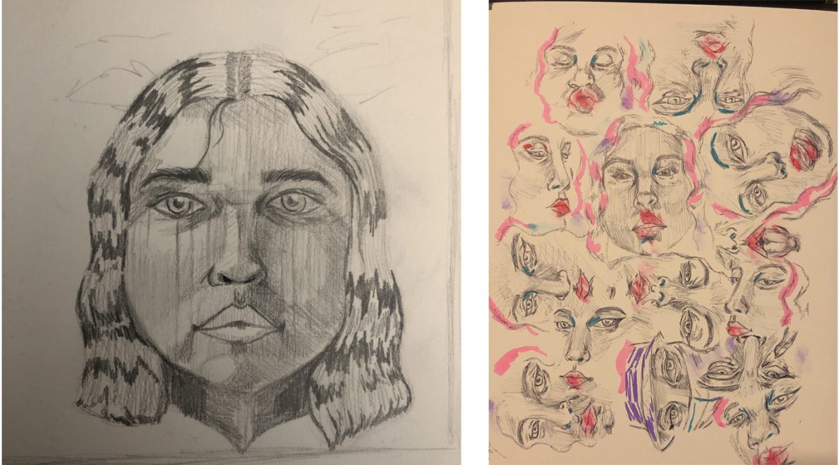 portrait and sketches of face