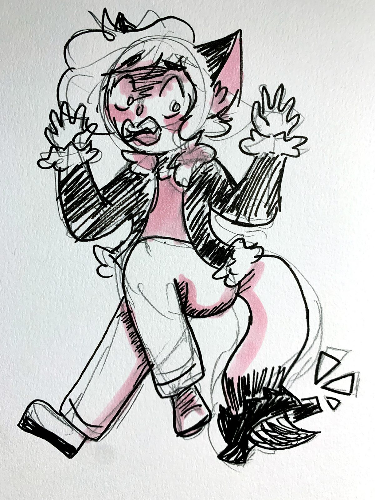 startled fox-like person