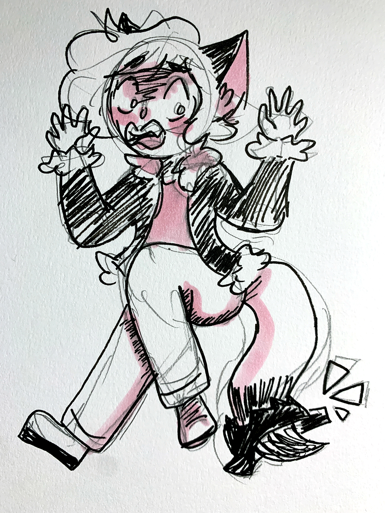 startled fox-like person