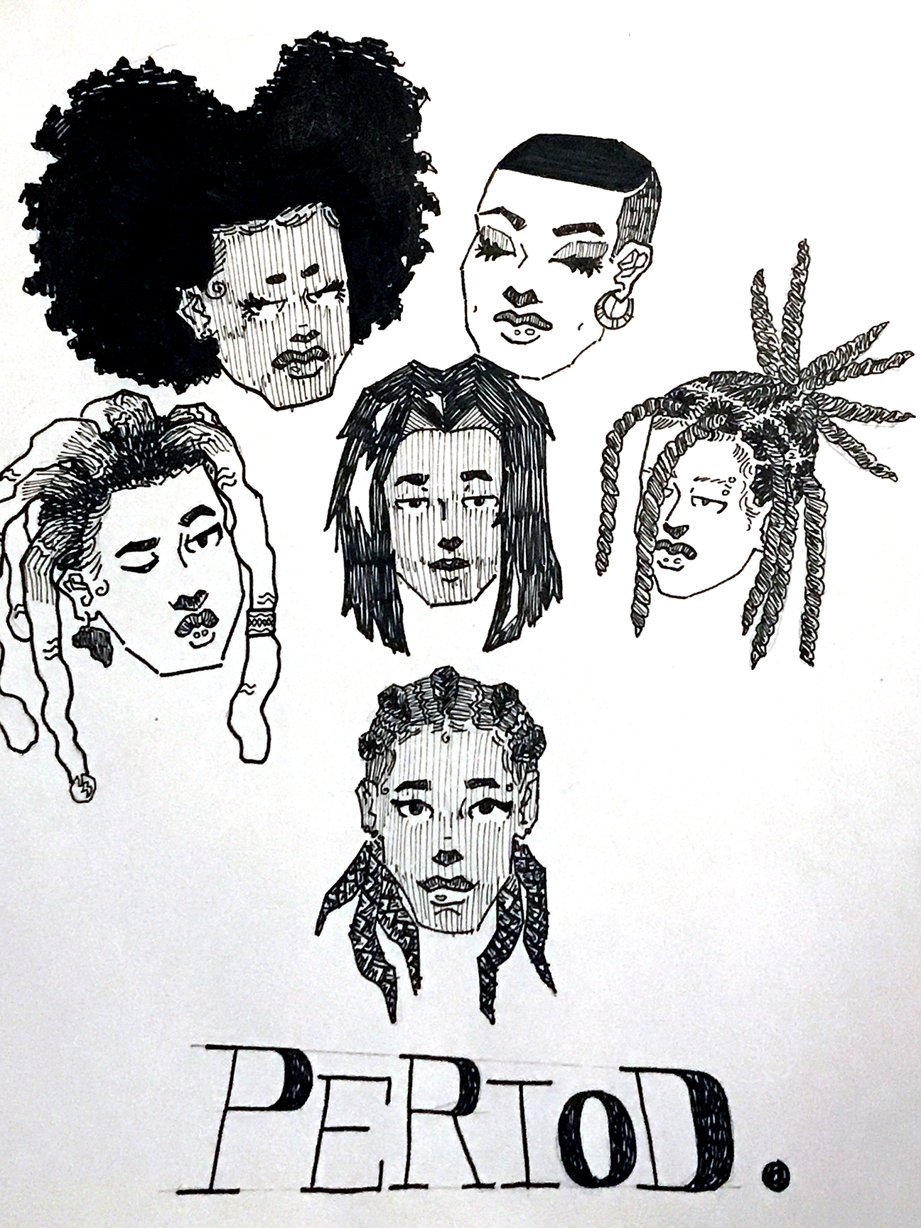 6 BIPOC faces with "period." at the bottom