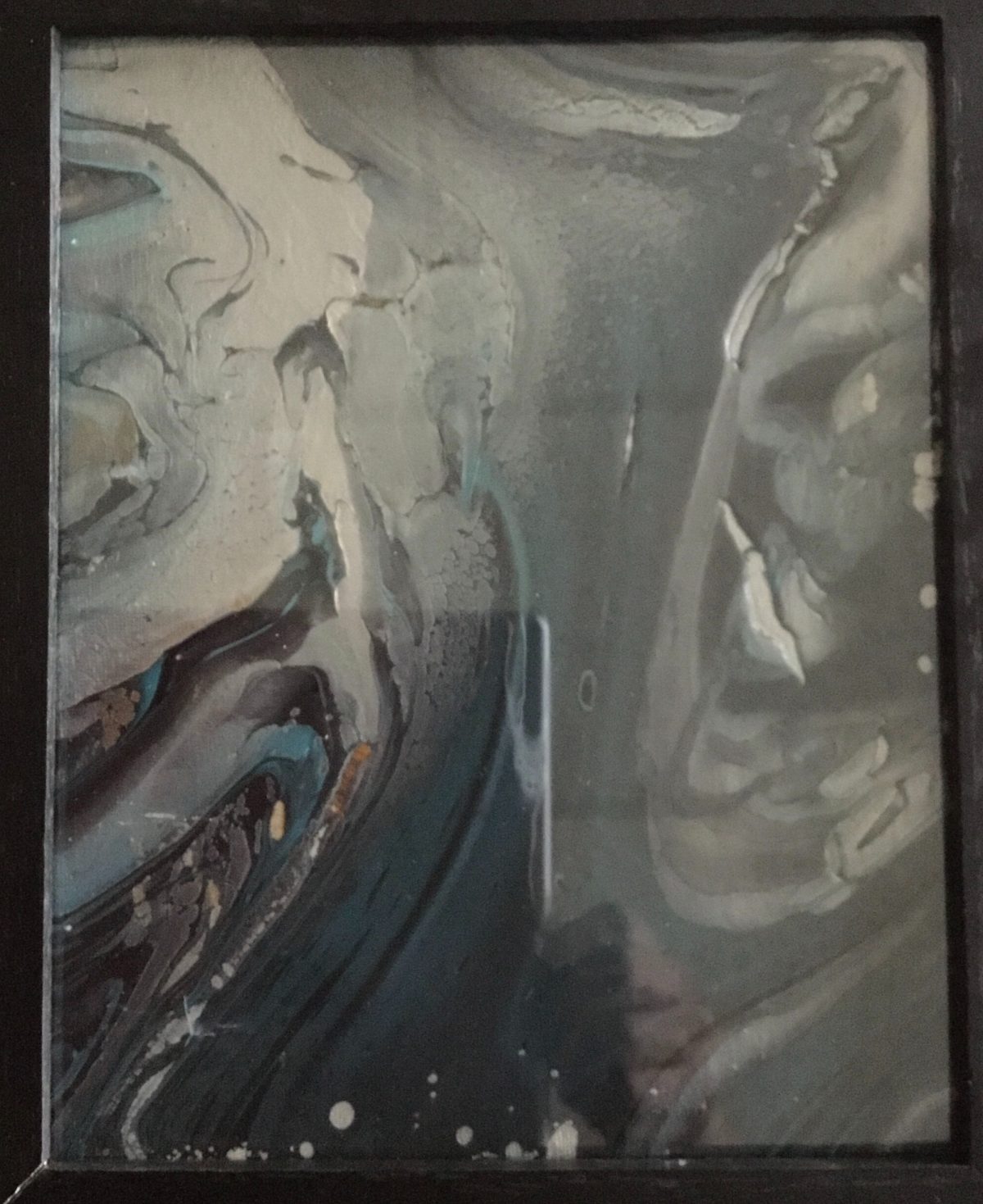 Marbled canvas with grays and blacks.
