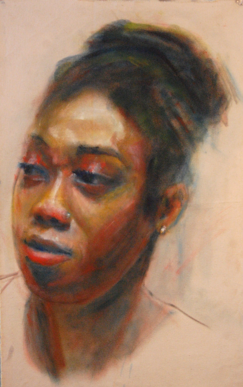 Black person looking to their right