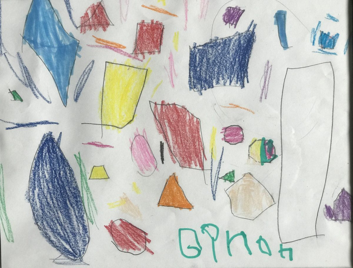 Drawing of multiple, colorful shapes