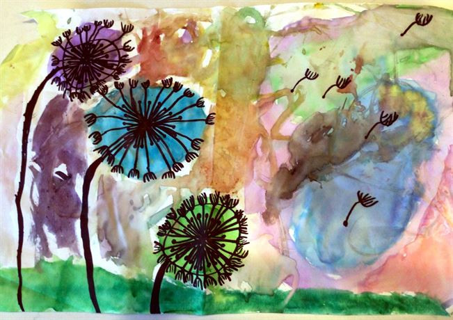 Colorful watercolor painting of flowers