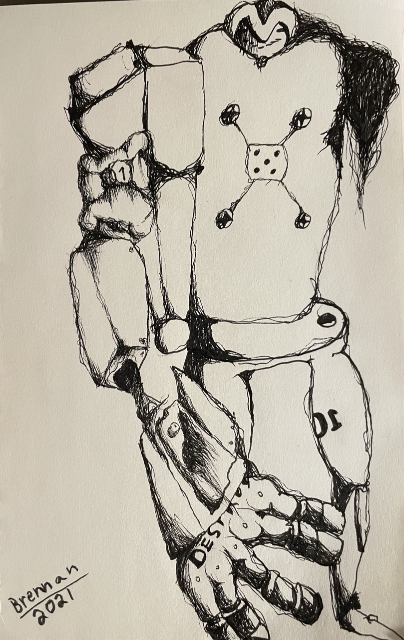 Black and white drawing of a destroyer