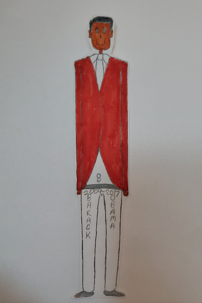 Drawing of a man with a red coat