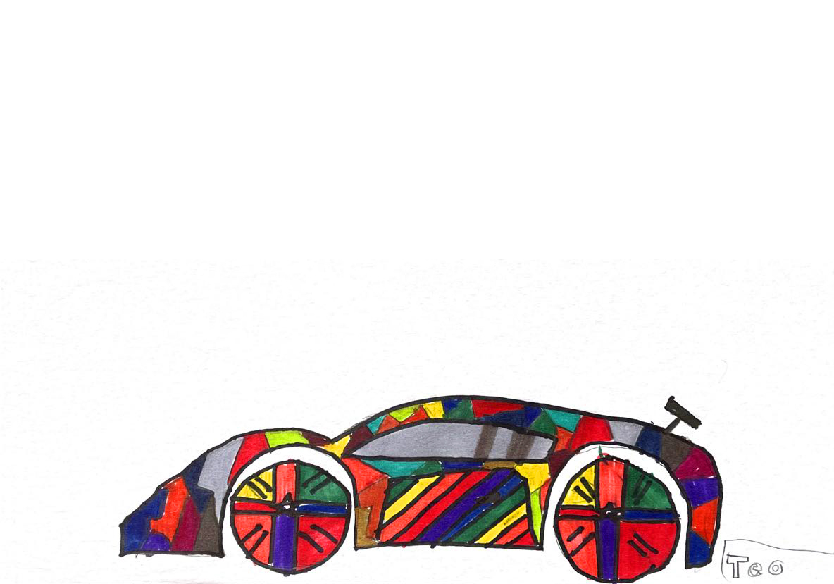 Colorful drawing of a race car