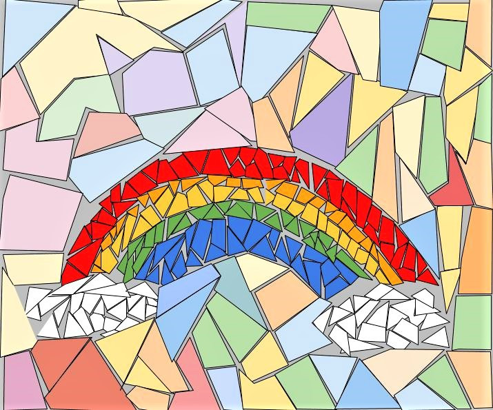 Geometric rainbow with pastel background texture