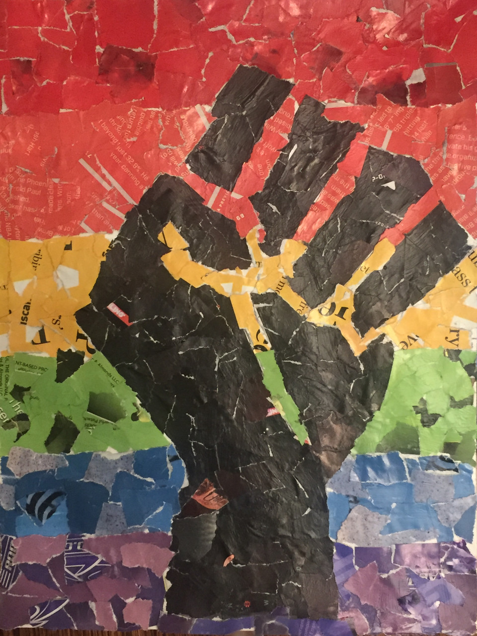 collage of black lives matter fist on a rainbow background