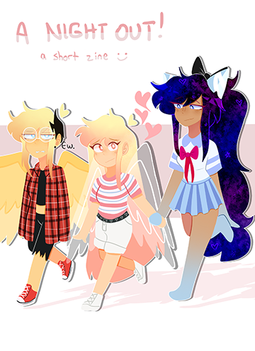 Drawing of 3 girls walking