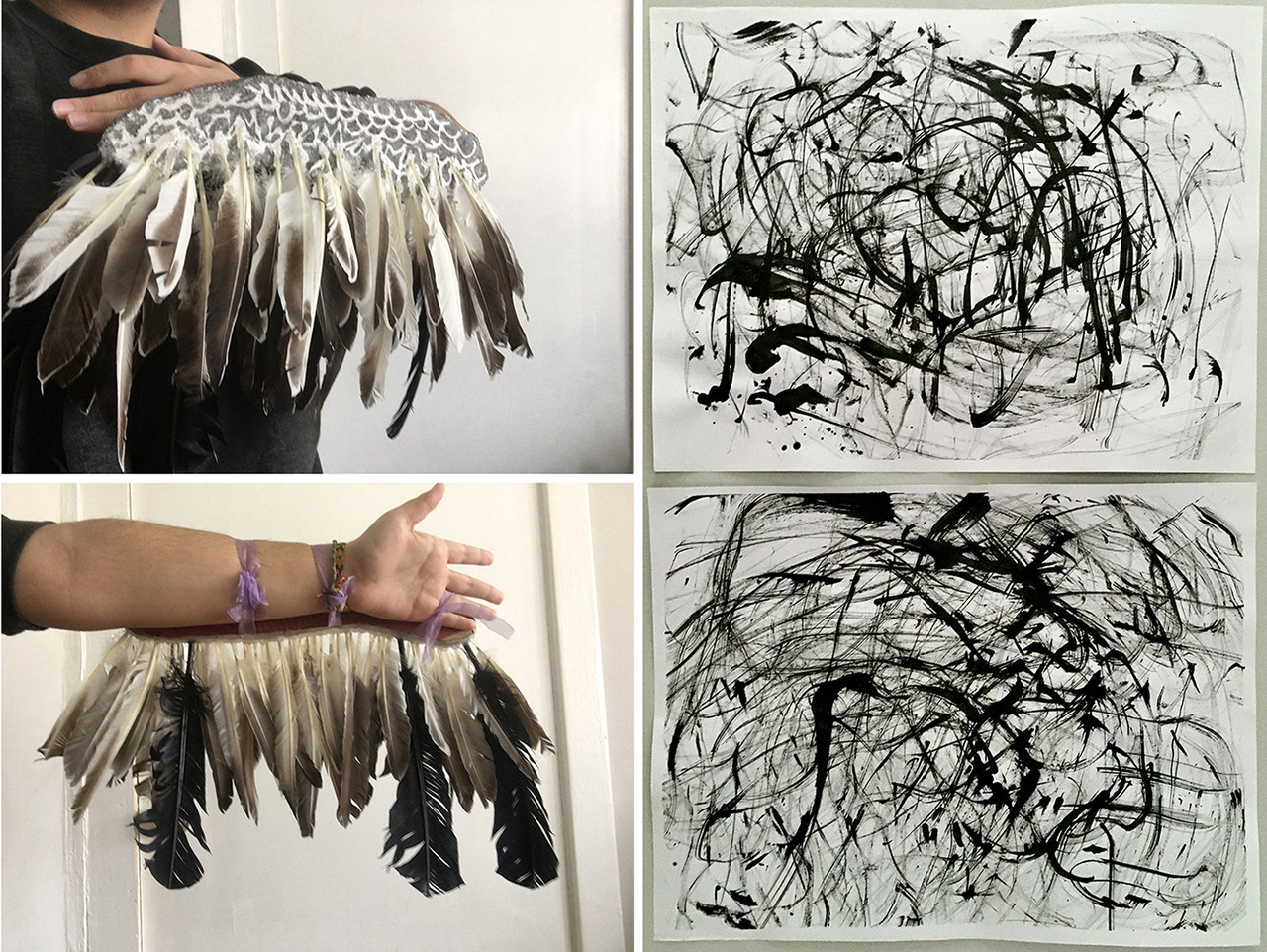 Wings and abstract paintings