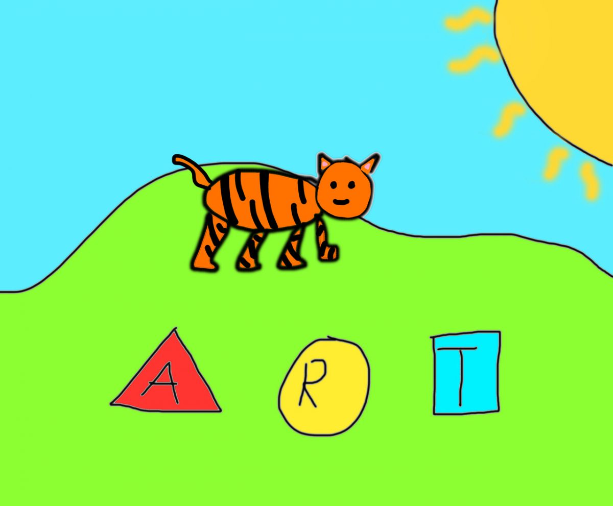 A tiger standing on a hill