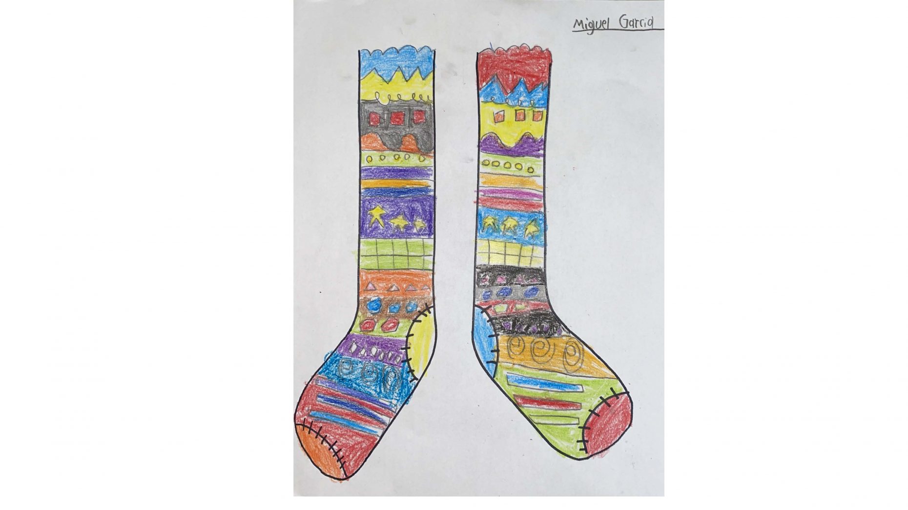 Drawing of a colorful pair of socks