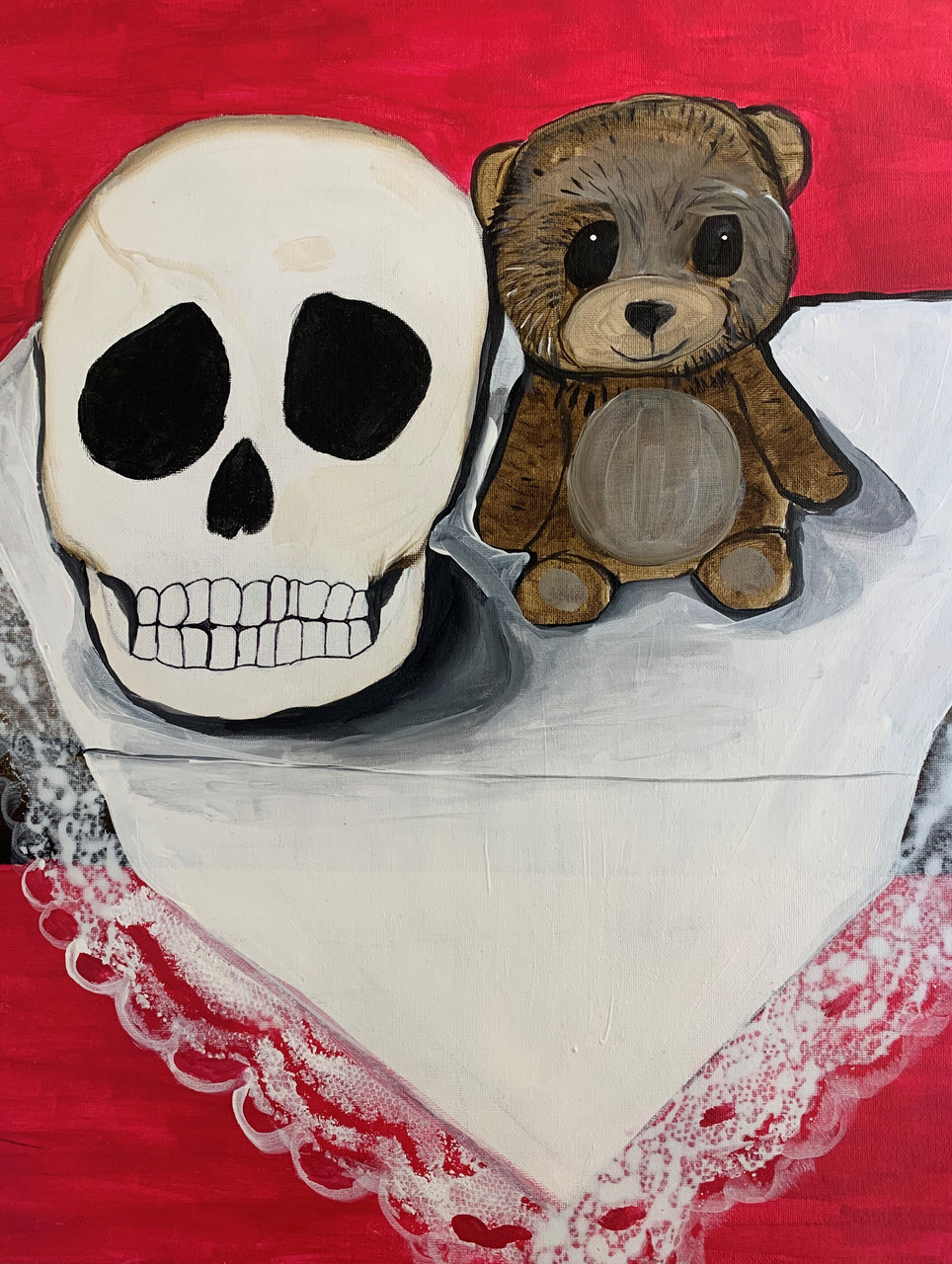 teddy bear skull drawing