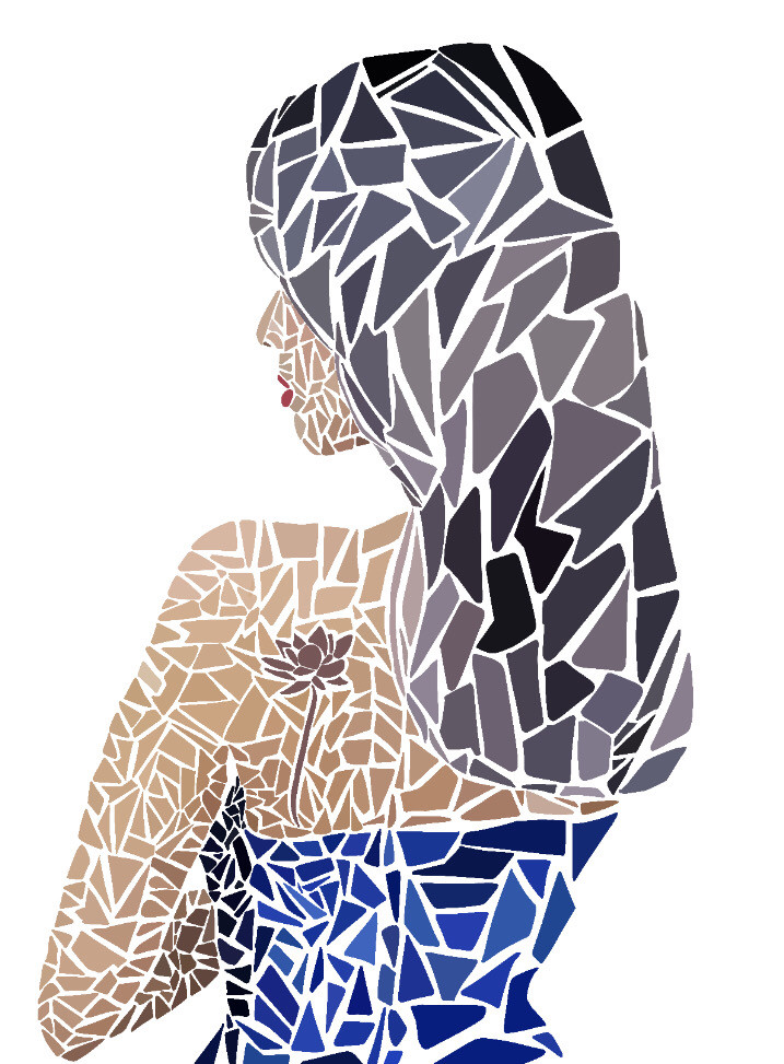 Mosaic of a woman's back