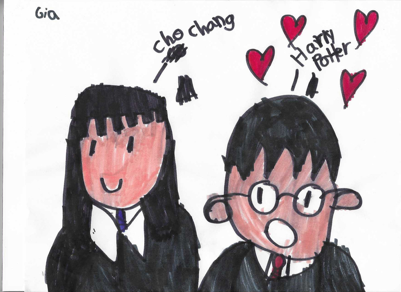 A drawing of two Harry Potter characters