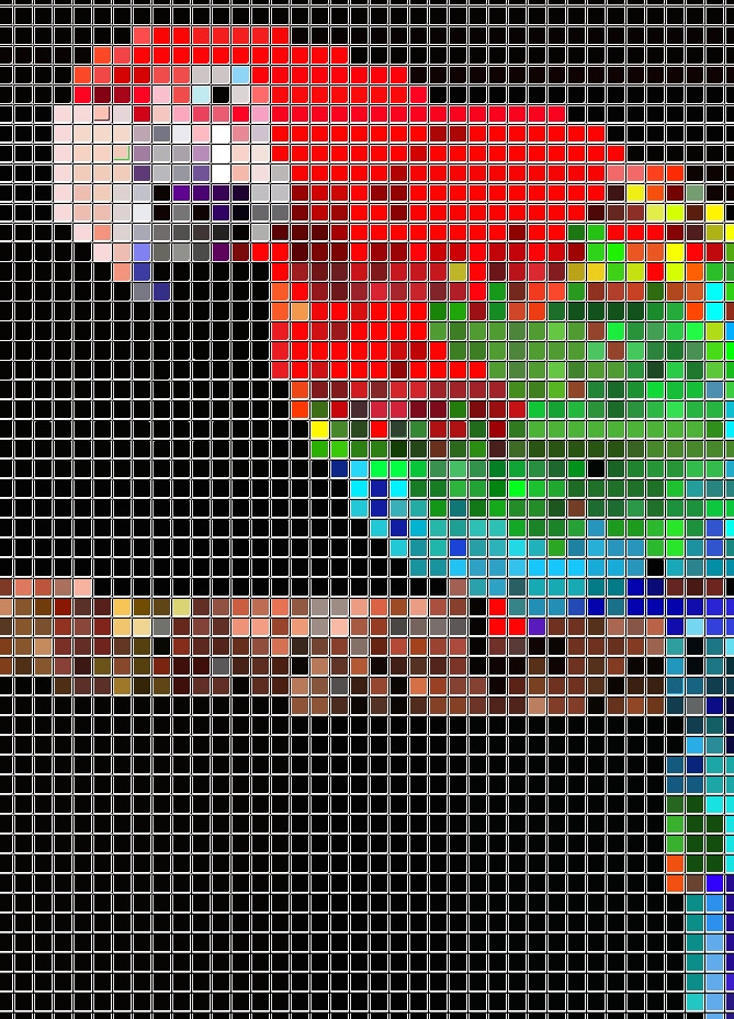 A pixelated colorful parrot