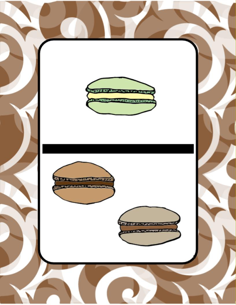 A variety of macaroons in front of a swirly pattern