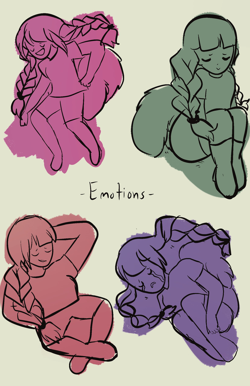 line drawing of four girls in different colors