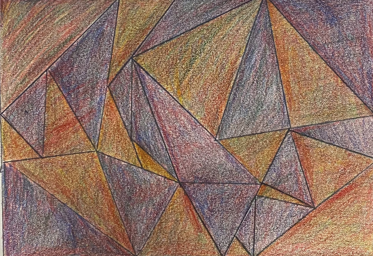 Drawing of orange and purple triangles