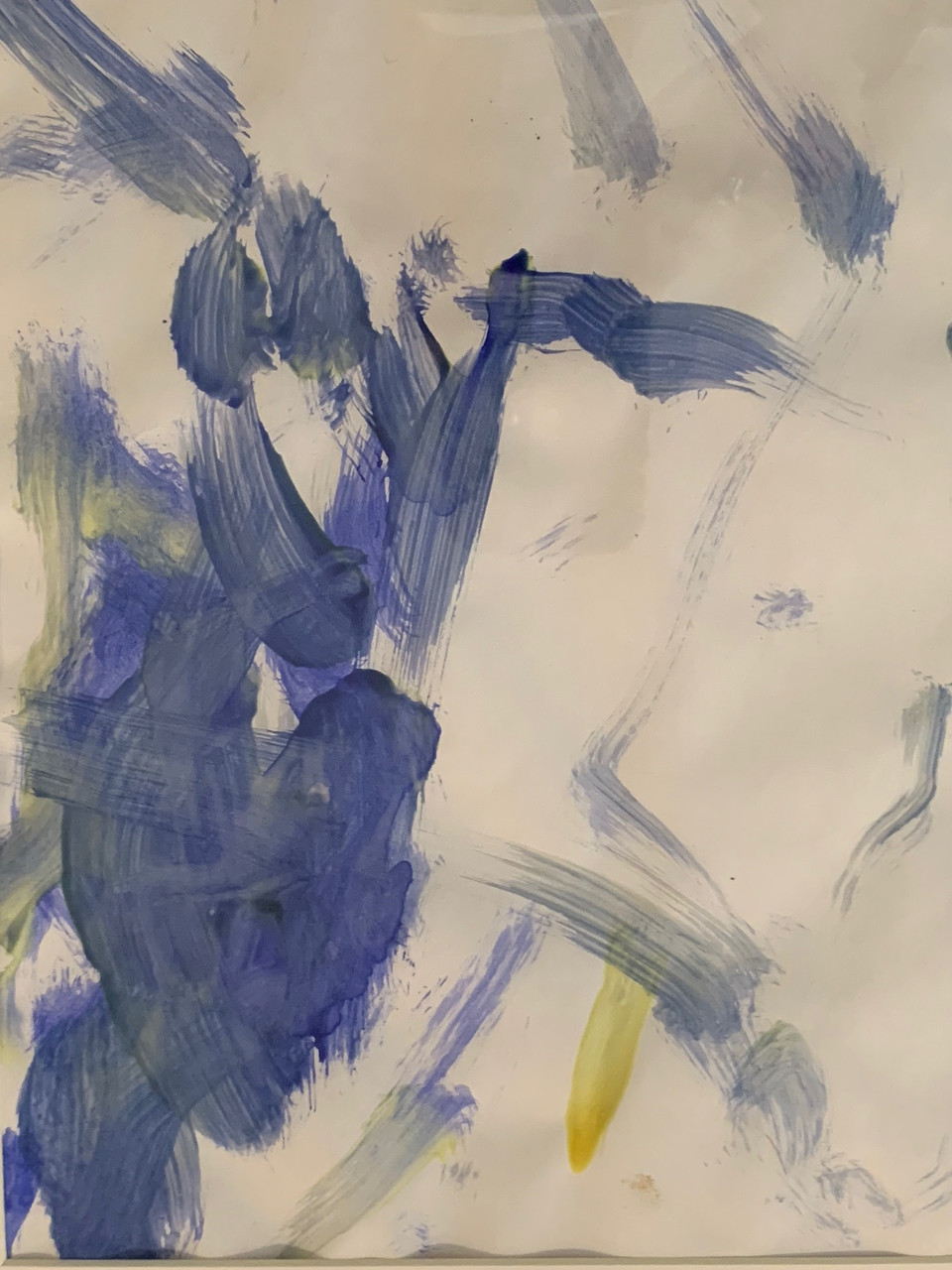 Abstract painting with purples and yellows