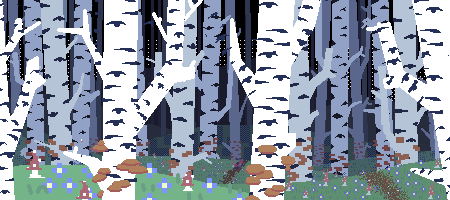 Digital drawing of birch trees