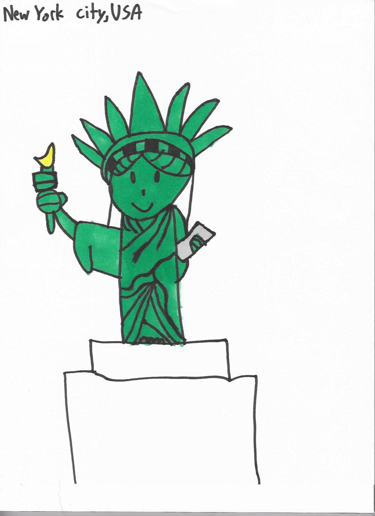 A drawing of the Statue of Liberty