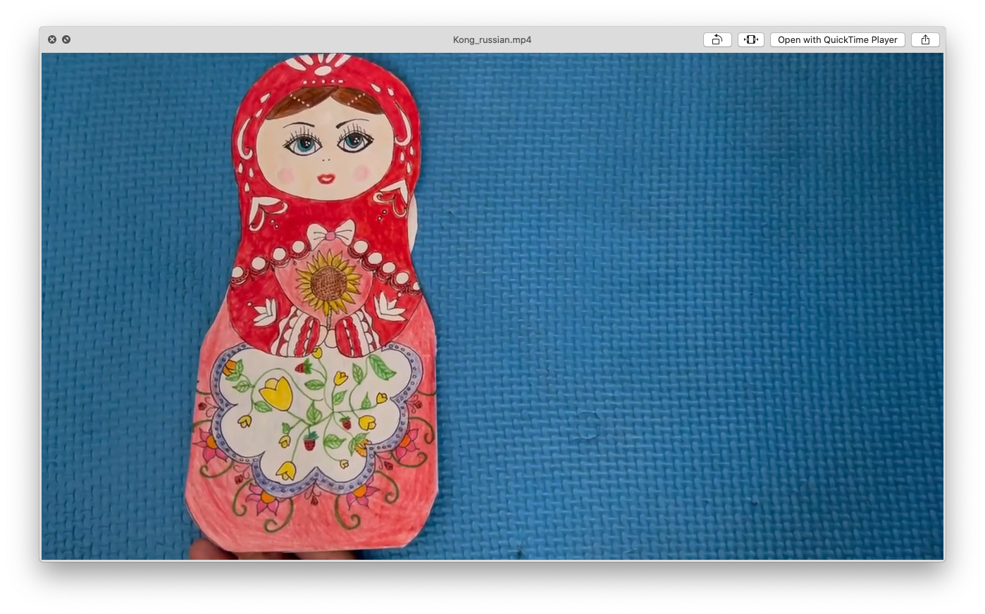 Drawing of a Russian Nesting doll wearing red.