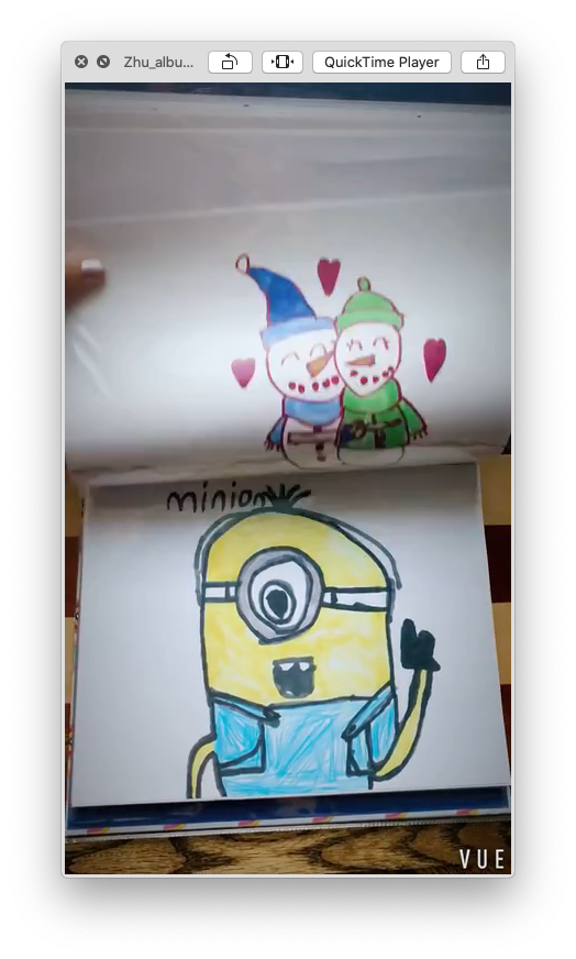 Image of a sketchbook on a page with a Minion.