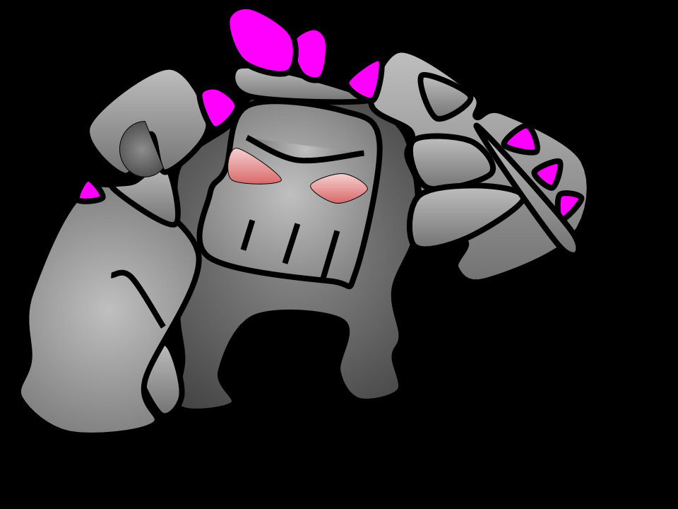 Gray stone monster punching.