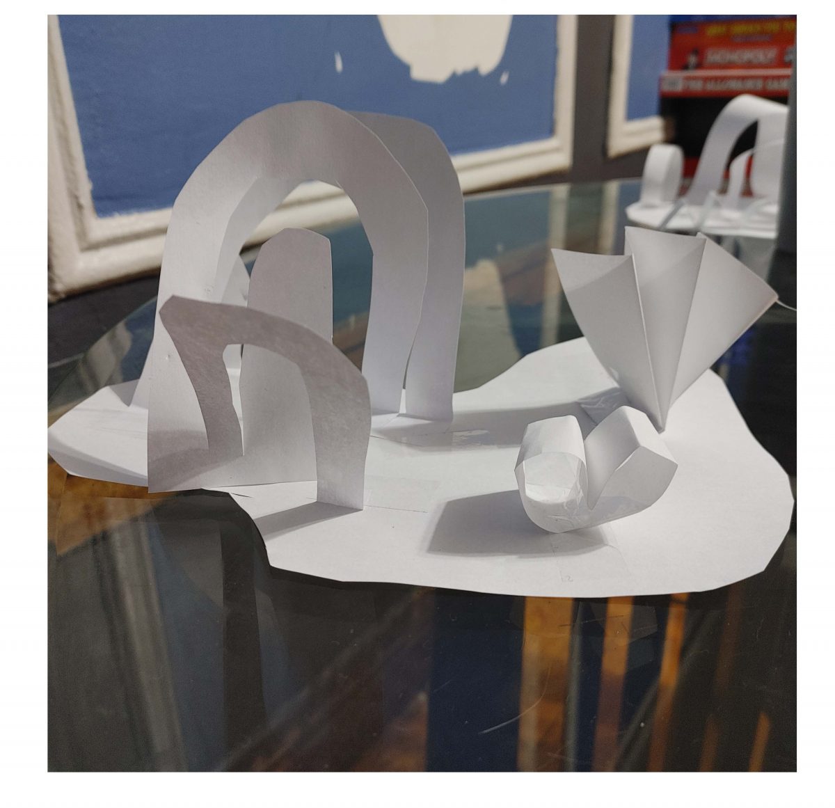 Abstract sculpture of white paper