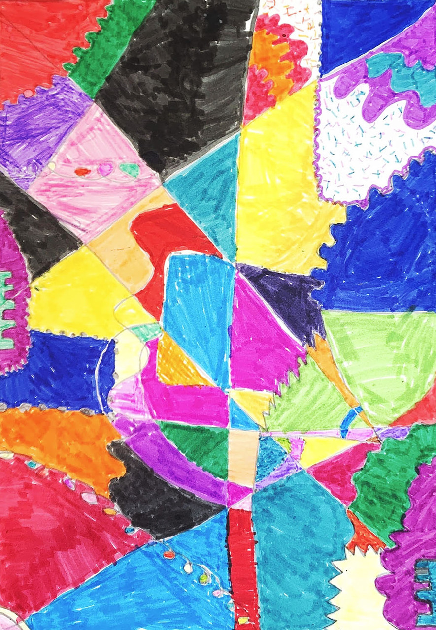 Abstract drawing made of colorful shapes