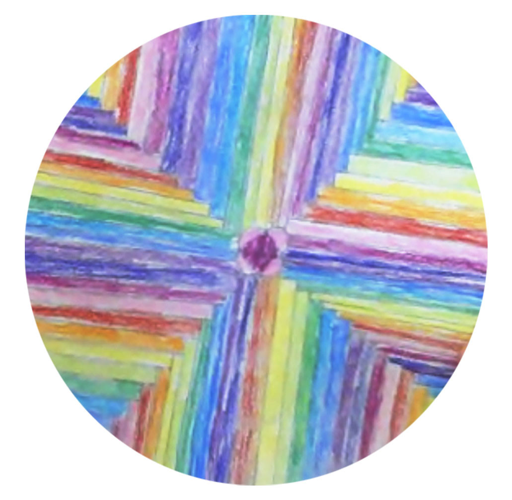A circular design with lots of colors