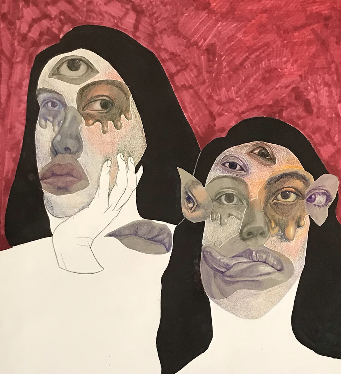 Collage portrait of two figures