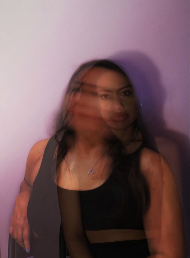 Double exposure image of 2 people